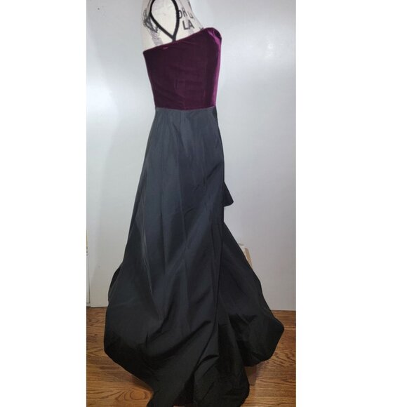 Lanvin Strapless Gown-Velvet Bodice & Draped Skirt Wine/Black Size 36 / US 4 - Picture 3 of 8